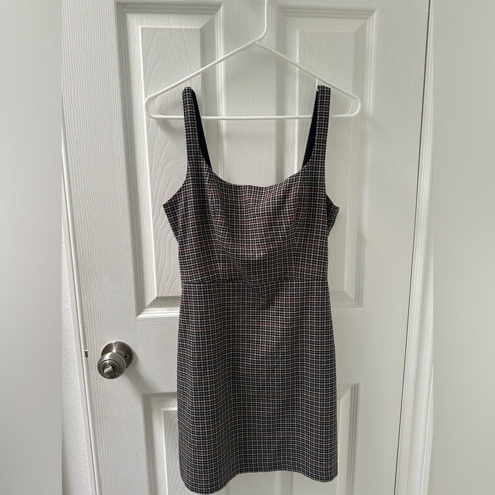Abercrombie & Fitch Black and White Plaid Midi Dress